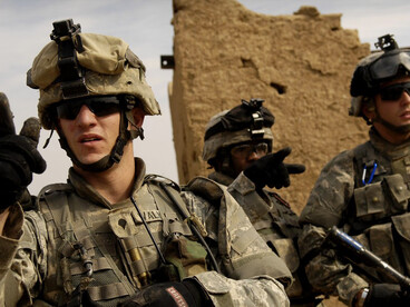 U.S. Army soldiers revisit the village of Dugmat, Iraq, on March 23, 2007