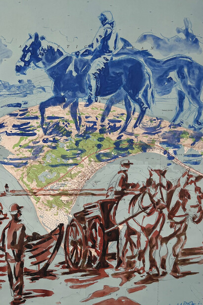 Mark Adams, A map painting, no. 1 (detail). Courtesy of the Schoolhouse Gallery