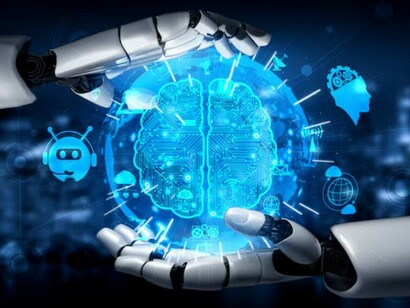 Futuristic robot representing artificial intelligence, advanced AI technology, and machine learning systems