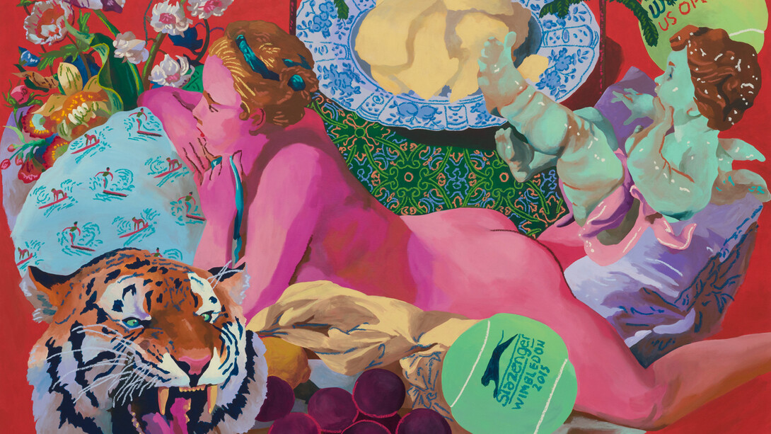 Andy Dixon, Red composition with butter (detail), 2025. Courtesy of Opera Gallery