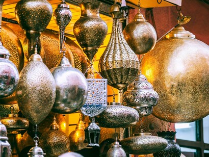 The Moroccan lamps are often a popular souvenir for tourists looking to bring a piece of Moroccan culture back home 