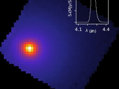 3I/ATLAS imaged by the James Webb Space Telescope's NIRSpec on 6 August 2025, showing carbon dioxide emission