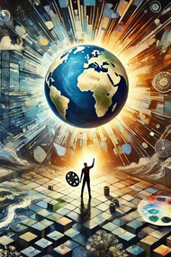 A symbolic image representing the concept of secular spirituality and finding meaning through art in a fragmented world