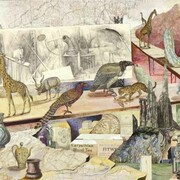 John Dorman, Abridged, Ink, acrylic, antique paper on panel 18 x 24 ins