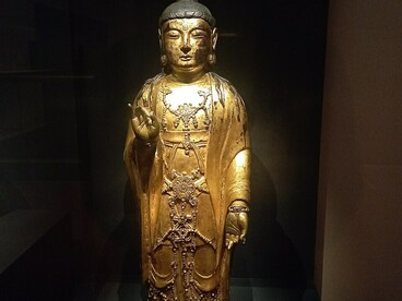 Statua di Siddhartha Gautama, lega di rame, periodo Goryeo (918-1392), National Museum of Korea, Seoul, Corea del sud