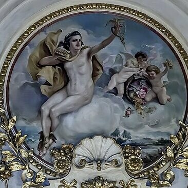 Tomás Povedano, "El comercio" (Teatro Nacional de Costa Rica), óleo sobre lienzo, siglo XIX