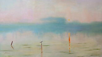 Saverio Lucci, Laguna, 2025, oil on wood, 120 x 95 cm. Courtesy the artist