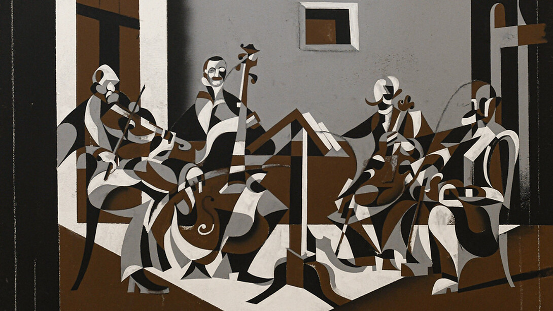 Ryan Bock, Gustav Bock and the String quartet, 2024. Courtesy of Ki Smith Gallery
