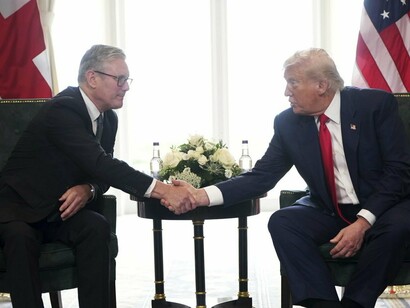 Prime Minister Keir Starmer meets with US President Donald Trump at Trump Turnberry golf course, July 2025