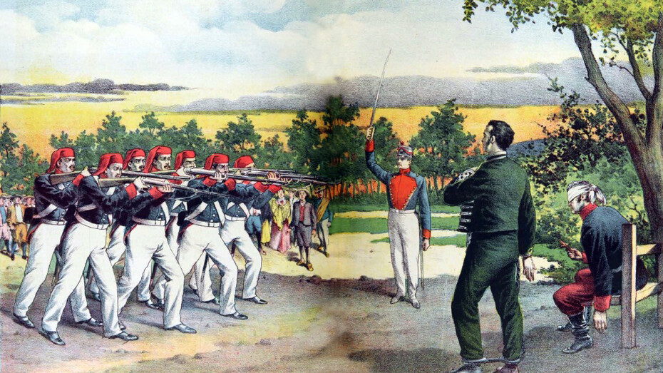Fusilamiento del General chileno José Miguel Carrera y el Coronel Felipe Álvarez en Mendoza, 4 de septiembre de 1821, Imprenta y Litografia Franco Chilena, 1904