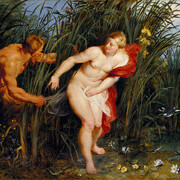 Peter Paul Rubens, Pan and Syrinx, 1617, Oil on panel, 40 x 61 cm, Museumslandschaft Hessen Kassel, Gemäldegalerie Alte Meister, Kassel, Photo: Museumslandschaft Hessen Kassel, Gemäldegalerie Alte Meister/Ute Brunzel, Exhibition organised by the Royal Museum of Fine Arts, Antwerp, Royal Academy of Arts, London, and Centre for Fine Arts, Brussels