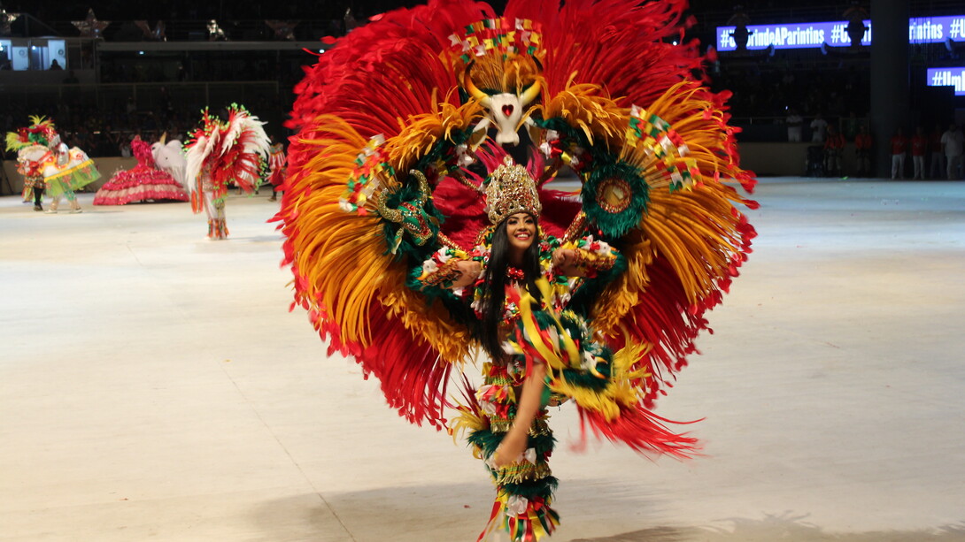 Apresentação do Boi Garantido, um dos bois-bumbás que competem no Festival Folclórico de Parintins, no Amazonas. Observa-se que os termos folclore e tradição foram caracterizados pela tendência do desaparecimento das manifestações antes que se apague da memória do povo. Para o pesquisador Luís da Câmara Cascudo, “uma manifestação é folclórica quando além de popular constitui-se em sobrevivência". O folclore seria, portanto, uma manifestação do passado no presente, ponto de vista encontrado também em Celso de Magalhães. Em outros termos, um conjunto de resíduos, de fragmentos e costumes e práticas culturais desaparecidas” 