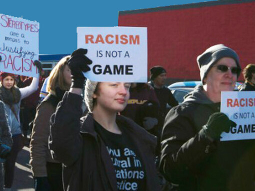 Protest march in Minneapolis against racism during the Washington football team event, USA