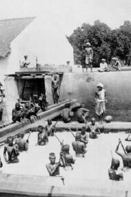 One of a series of 20 photographs depicting the planting and manufacturing of indigo in India by French photographer Oscar Mallitte (c 1829-1905). Mallitte arrived in Calcutta in 1857 and later that year was part of Dr Mouat's official expedition to the Andaman Islands. He made an invaluable photographic record of the life and customs of the native islanders, a collection which sadly has since been lost. Mallitte taught photography at the School of Industrial Arts in Calcutta, and in 1859 he accompanied the Vice-Roy, Lord Canning, as photographer on a tour of the North-West provinces. A series of his views of indigo planting and manufacturing was sold at Sotheby?s in 1980.  (Photo by SSPL/Getty Images)