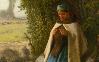 Jean-François Millet, Pastora sentada sobre una roca (1856, detalle) 