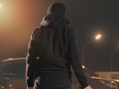 A masked character shrouded in the shadow, mysterious, dangerous and feared like the Russian characters 