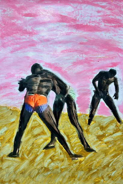 Modou Dieng Yacine, Wrestlers, 2025. Courtesy of Specta Gallery