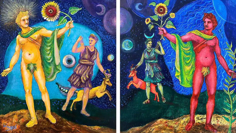 James Mesplé, Sun, moon | Moon, sun (detail), 2026. Courtesy of Jackson Junge Gallery