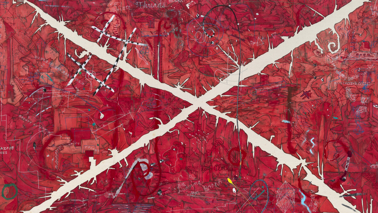 William T. Wiley, Bo Banna (detail), 1972. Courtesy of Paul Thiebaud Gallery