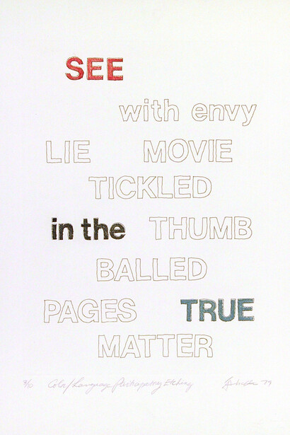 Iain Baxter, Color/Language participatory etching (detail), 1979. Courtesy of Crown Point Press