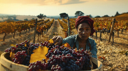 Mujer trabajando en la viña. Las mujeres representan el 70 % de los pobres del mundo