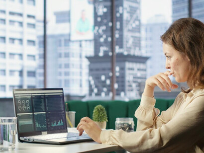 An investor analyzing carbon credits and climate smart investment trends 