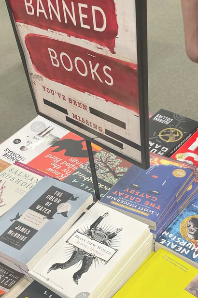 Barnes & Noble features a section dedicated to banned books