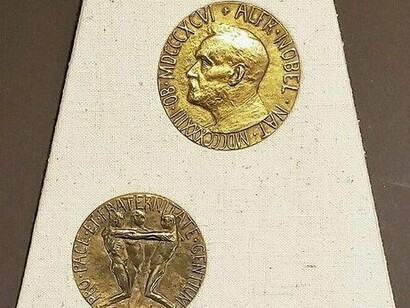 Nobel Peace Prize awarded to Martin Luther King Jr. in 1964, displayed at the Martin Luther King, Jr. National Historical Park, Atlanta, US