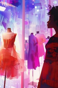 Composición de estilo de arte digital con estudio de diseño de moda