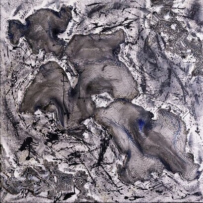 Giulio Cavanna, "Inverno", 2020, tecnica mista su tela, cm 100x100