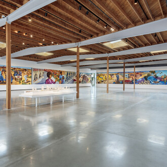 Judith F. Baca, The great wall of Los Angeles, exhibition view. Courtesy of Jeffrey Deitch
