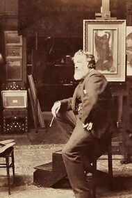 Lord Leighton handling Athlete wrestling with a Python in his studio. From Frederic Stephens, Artists at Home, 1884