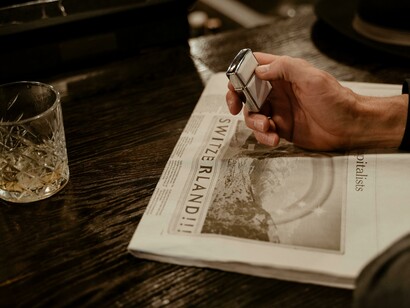 A crystal glass half empty, much like the life the protagonist is now trying to piece together