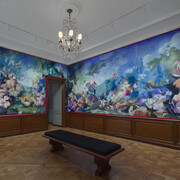 Flora Yukhnovich's four seasons, exhibition view. Courtesy of the Frick Collection
