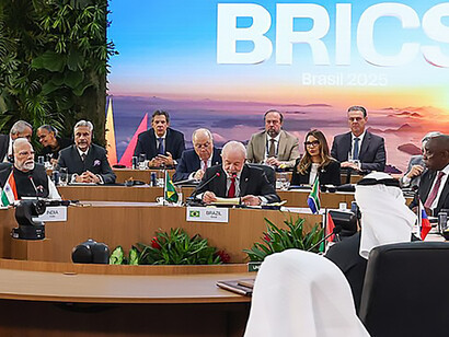 The Prime Minister addresses the session on ‘Peace and Security and Reform of Global Governance’ on the sidelines of the 17th BRICS Summit in Rio de Janeiro, Brazil, on July 6, 2025