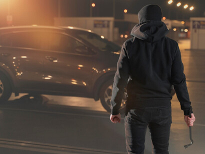 A hooded man used to evoke criminality, often tied to Russian characters in post Cold War films