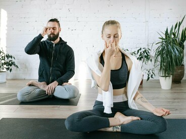 Prāṇāyāma links breath, body, and mind. The practice involves controlled inhalation, exhalation, and breath retention