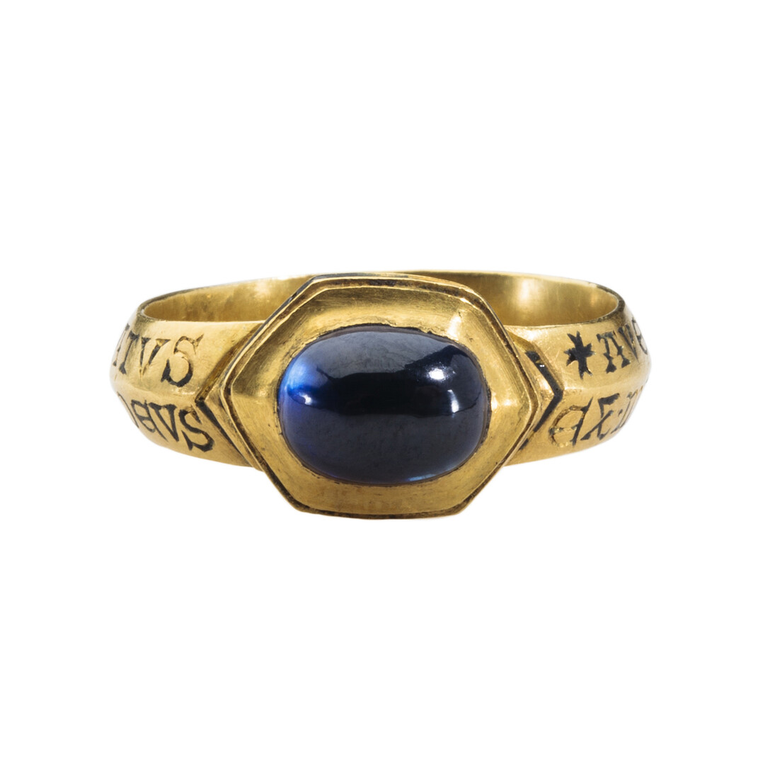 Devotional Ring, England?, 13th century, Gold and sapphire, Griffin Collection. Photograph by Richard Goodbody