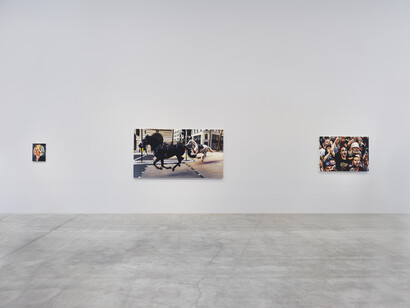 Sam McKinniss, Law and order, exhibition view. Courtesy of Jeffrey Deitch Gallery