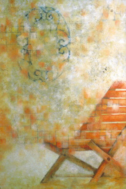 Vilma Rojas, A la espera del descanso, 2003. Óleo sobre lienzo, 100 × 130 cm. Colección familia Michinel