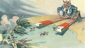 Udo Keppler, "La atracción del imán Monroe", ilustración, 13 de agosto de 1913