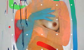 Erik Jones, Snake, 24x36 inch 61x91cm. Watercolor, colored pencil, water-soluble wax pastel, acrylic on Rives bfk paper mounted to panel