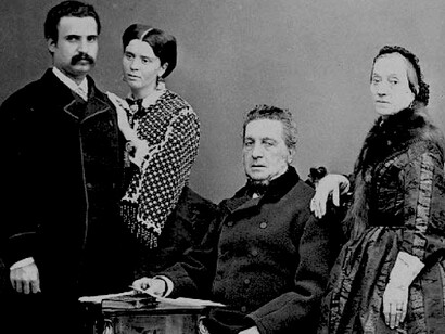 Vincenzo Florio with his wife, Giulia Portalupi, and his son, Ignazio Florio, with his wife, Giovanna D’Ondes Trigona
