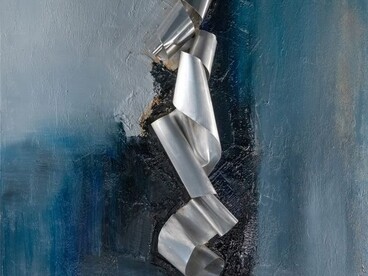 Giulio Cavanna, "Evolving (Forme in evoluzione)", 2021, tecnica mista su tela, cm 80×80