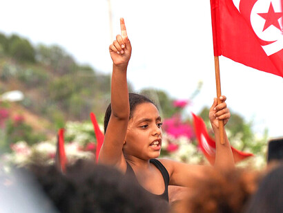 Hundreds of Tunisians gathered in Sidi Bou Said, near Tunis, to welcome the Global Sumud Flotilla