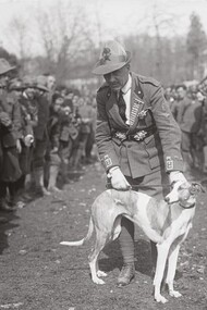 Foto di Gabriele d'Annunzio con un levriero
