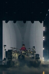 The Warning live during their 2025 Keep Me Fed world tour in Mexico. From left: Alejandra Villarreal, Paulina Villarreal, and Daniela Villarreal © Photo by Bill Dahl