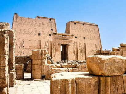 An ancient temple at the island-based Philae Temple complex, Aswan, Egypt