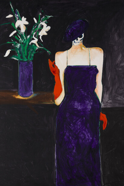 Fritz Scholder, Mystery woman with flowers, 1987. Courtesy of LewAllen Galleries