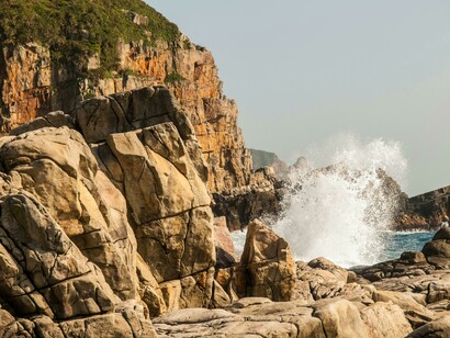 Crashing waves in Yehliu’s rocky coastline in Taiwan